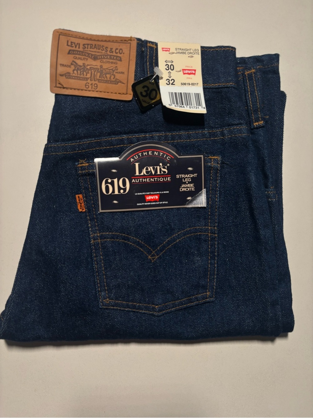 1980s Levi's orange tab Men's 619 Straight Leg Jeans - Indigo Blue brand new